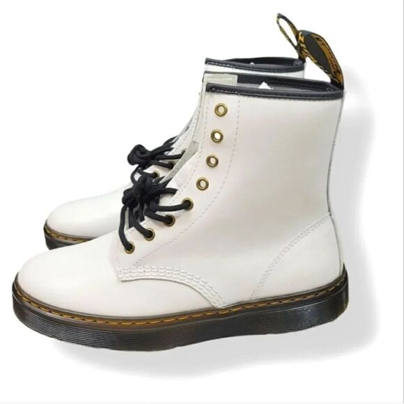 NEW Dr. Martens Zavala T Lamper Combat Boot in White Leather Unisex M 10/W 11 - Picture 9 of 16